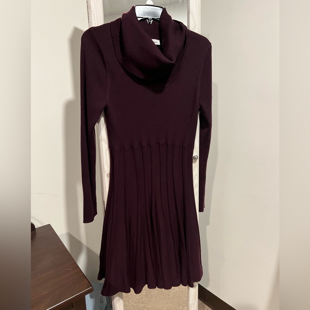 Plum cowl neck Calvin Klein sweater dress, size large